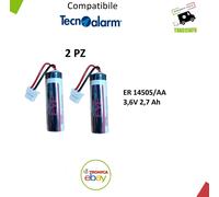 2PZ BATTERIA PILA LITIO EVE LS14500 ER14505 3,6V 2,6Ah CONNETTORE TECNOALARM