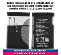 2pz Batteria ricaricabile BL-5C 3,7 V 1020 mAh adatta per radio domestica