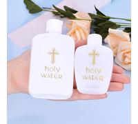 2pz Bottiglie Santa con Design Croce - 60ml & 100ml, Spray in Plastica Riutilizzabili per Preghiere Religiose e Battesimi, Senza PVC