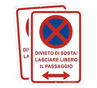 2pz Cartello Metallo SEGNALETICA Nessun Segno di Parcheggio, Segnale Alluminio, 180 * 250mm