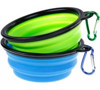 2PZ Ciotola Pieghevole per Cane, Mangiatoia Abbeveratoio Portatile in Silicone A