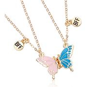 2pz Collane Dell'Amicizia per 2, Mutuo Attrarre Magnetico Coppia Collana Pendente Set Sempre Migliori Amici Gioielli Regali per Donne Uomini Anniversario Compleanno (Farfalla)