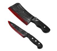 2pz Coltello Halloween, Pugnali Coltello Insanguinato in Plastica Realistici Oggetti di Scena Armi Halloween Giocattolo Arti Marziali Accessori per Costumi Cosplay Feste Horror