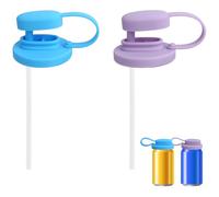 2pz Coperchi per Lattine di Soda, Antigoccia Riutilizzabili Coperchi Lattine Bibite con Cannuccia Silicone Senza BPA Tappo Can per Can Standard da 11/12/14/16/19oz (Blu, Viola)