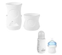 2pz Coperchio Biberon Manicotto, Manicotto per Biberon in Silicone per Bambini Super Elastici Fondo Rinforzato Design Adatto per Biberon Vetro Naturale Compatibile con Philips AVENT(Bianco)