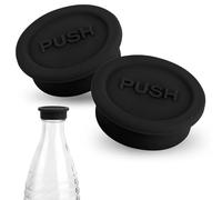 2pz Coperchio Bottiglia Vetro, Silicone Tappo per Bottiglia di Soda Riutilizzabile Tappo di Tenuta per Bottiglia di Bevande Compatibile con Bottiglia di Vetro Sodastream (Nero)