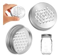 2pz Coperchio Grattugia Barattolo di Vetro, 8,6cm Coperchio Grattugia Barattolo Formaggio Spezie in Acciaio Inox Bocca Larga Taglierina da Cucina Multiuso per Verdure Patate Carote