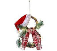 2Pz Corone Di Natale, Decorazione Della Corona Di Natale Illuminata, con Cappello e Sciarpa Corone a Forma Di Pupazzo Di Neve, per Front Door Home Garden Wall Decor, 35 X 25Cm, LJJY-KK