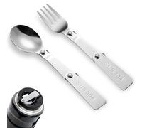 2pz Cucchiaio e Forchetta di Ricambio per Thermos, Acciaio Inossidabile Cucchiaio Pieghevole e Forchetta da Tavola per Esterni Viaggi per Barattolo per Alimenti da 16oz Thermos Funtainer