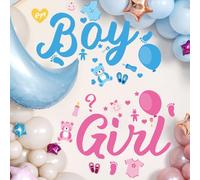 2pz Decorazioni per Baby Shower, 60x40cm Rosa e Blu Girl or Boy Decalcomania per Rivelare il Sesso del Bambino Autoadesiva per la Decorazione dello Sfondo della Festa