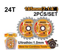 2Pz Disco Taglio Legno da 24 Denti Ø 185 x 20 mm. Ricambio Per Sega Circolare