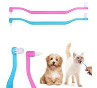 2pz Doppia Faccia Spazzolini da Denti per Gatti, Spazzolino per Gattini con Testina Microspazzola e Manico Curvo Cura Dentale Gatto per Ridurre la Formazione di Placca Tartaro e Alito Cattivo