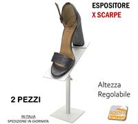 2pz ESPOSITORE DA BANCO PER SCARPE CON BASE REGOLABILE H23-32 Bianco