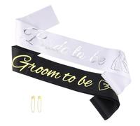 2pz Fascia Sposi, Fascia per Addio al Nubilato e Celibato in Bianco Nero Futuri Sposi con 2 Spille da Balia Addio al Nubilato Decorazioni per Matrimoni Addii