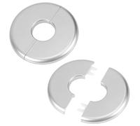2pz Flangia Divisa a Parete, ABS Autoadesiva Piastra Scudetto per Tubi Dell'Acqua da 29mm di Diametro Rotonda Design a Fibbia Piastre Copertura Idrauliche per Rubinetto Cucina WC (Argento)