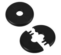 2pz Flangia Divisa a Parete, Autoadesiva Piastra Scudetto per Tubi Dell'Acqua da 17mm Diametro ABS Rotonda Piastre di Copertura Idraulica con Design a Fibbia per Rubinetto Cucina WC (Nero)