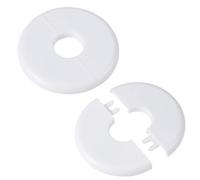 2pz Flangia Divisa a Parete, Autoadesiva Piastra Scudetto per Tubi Dell'Acqua da 17mm Diametro ABS Rotonda Piastre di Copertura Idraulica con Design a Fibbia per Rubinetto Cucina WC (Bianco)