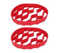 2pz Griglie in Silicone per Pentole, Griglie Ovali Arrostire Vaporiera Accessori da Cucina Multiuso per Instant Pot 5, 6, 8 Qt & La Maggior Parte Delle Pentole (Rosso)