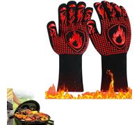 2Pz Guanti Barbecue Resistenti al Calore 800°C Professionali Antiscivolo Traspir
