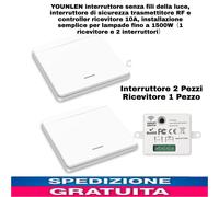 2pz Interruttore Luce senza fili wireless RF 43MHZ,+ 1 Controller Ricevitore 10A