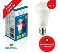 2PZ Lampadine Smart RGB CCT LED 11W Super Luminosa App e Musica E27 Chip Samsung