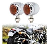 2Pz Luci Indicatori A Led Amber In Cromo Per Moto Nuove In Metallo
