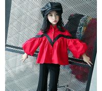 2Pz Maglietta Per Ragazze Pantaloni A Campana Non Foderati Con Maniche A Puff