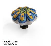 2Pz Manopole In Ceramica A Forma Di Zucca Floreale Per Armadietti Con Viti