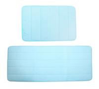 2pz Memoria Schiuma Tappetino Bagno Antiscivolo Blu 40x60cm+50x120cm