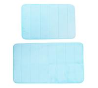 2pz Memoria Schiuma Tappetino Bagno Antiscivolo Blu 40x60cm+50x80cm
