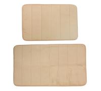 2pz Memoria Schiuma Tappetino Bagno Antiscivolo Camel 40x60cm+50x80cm