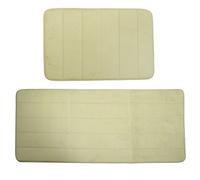 2pz Memoria Schiuma Tappetino Bagno Antiscivolo Khaki 40x60cm+50x120cm