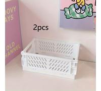 2pz Mini Cestini Pieghevoli per la Conservazione - Impilabili, Organizzatore in Plastica Resistente per Scrivania & Essenziali Domestici, Cestini da Scaffale