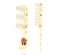 2pz Mini Pettini Capelli Carini Set, Pettini in Plastica a Denti Fini e a Coda di Topo per Bambini Piccoli e Donne Antistatici per la Separazion Styling Uso Bagnato Asciutto (Beige)