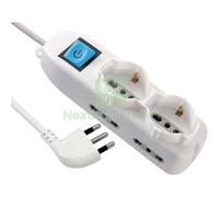 2PZ MULTIPRESA BIPASSO + SCHUKO + INT.LUM ELECTRALINE BIANCO POSTI 6 2P+T 16A N:
