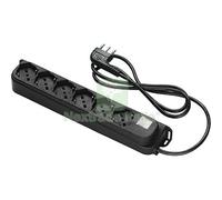 2PZ MULTIPRESA BIPASSO SCHUKO + INT.LUM RETAIL FME NERO POSTI 6 2P+T 16A N°XMMQ: