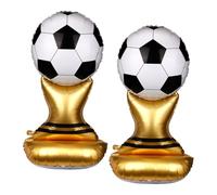 2pz Palloncini in Foil a Forma Trofeo Calcio da 1,5m, Decorazioni per Feste Giganti Autoportanti a Forma Trofeo Campione per Compleanno Sportivo Celebrazione Tifosi Calcio (Nero)