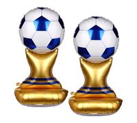 2pz Palloncini in Foil a Forma Trofeo Calcio da 1,5m, Decorazioni per Feste Giganti Autoportanti a Forma Trofeo Campione per Compleanno Sportivo Celebrazione Tifosi Calcio (Blu)