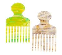 2pz Pettine Denti Larghi per Capelli Ricci, Pettine Lisciante Sollevante 12cm Strumento Styling per Uomini Donne Capelli Spessi Lunghi Riduzione dei Nodi e Volume (Verde, Marrone)