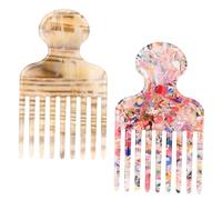 2pz Pettine Denti Larghi per Capelli Ricci, Pettine Lisciante Sollevante 12cm Strumento Styling per Uomini Donne Capelli Spessi Lunghi Riduzione dei Nodi e Volume (Colorato, Marrone)