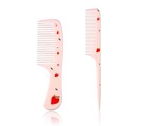 2pz Pettine per Capelli Carino Set, Rosa Pettine a Fragola Pettine Denti Fini e Pettine a Coda di Topo Pettine per Capelli per Bambini Pettine per la Riga dei Capelli per Donne Ragazze Bambini