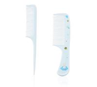 2pz Pettini Capelli Carini Set, 1 Spazzola con i Denti Fini con Stampa di Coniglietto e 1 Stile Pettine Coda Topo per Donne Bambine e Ragazze Adatto a Tutti i Tipi di Capelli (Blu)