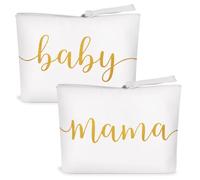 2pz Pochette Trucchi Scritta Mama Baby, Regalo Nascita Baby Showerr, Regalo per Donna Incinta Neo Mamma Neonati Natale