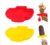 2pz Porta Ghiaccioli Bambini, Porta Gelato Ghiaccioli Silicone Popsicle Holders Frozen Raccogli Gocce per Ghiaccioli Porta Bastoncini per Feste Ghiaccioli Nei Giorni Estivi (Giallo, Rosso)