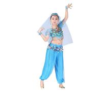 2Pz Ragazza Belly Dance Paillettes Indiano Costum Top + Pantalon, Costume da Performance Costume da Danza Set di spettacoli di Halloween in Costume per Ragazze di Danza del Ventre per Bambini