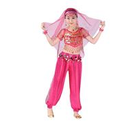 2Pz Ragazza Belly Dance Paillettes Indiano Costum Top + Pantalon, Costume da Performance Costume da Danza Set di spettacoli di Halloween in Costume per Ragazze di Danza del Ventre per Bambini