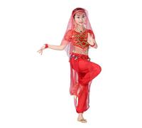 2Pz Ragazza Belly Dance Paillettes Indiano Costum Top + Pantalon, Costume da Performance Costume da Danza Set di spettacoli di Halloween in Costume per Ragazze di Danza del Ventre per Bambini