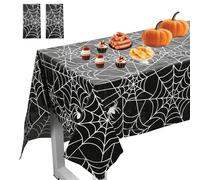 2pz Ragnatela Tovaglia di Halloween, 274x137cm Monouso Nera Tovaglia Ragno Rettangolare Grande Tovaglie Spettrali Sfondo per la Decorazione della Festa di Halloween Casa