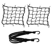 2pz Rete Ragno Elastica + 1pz Corda Elastica, Annhao Accessori per Moto Bici Portapacchi Coprire Appendere Casco Bagagliai con Ganci, 40 * 40CM, 60CM (Nero)