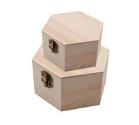 2Pz Scatole In Legno Portagioie Esagonale, 19x16x9,5 cm e 15x13x6,5 cm - 648